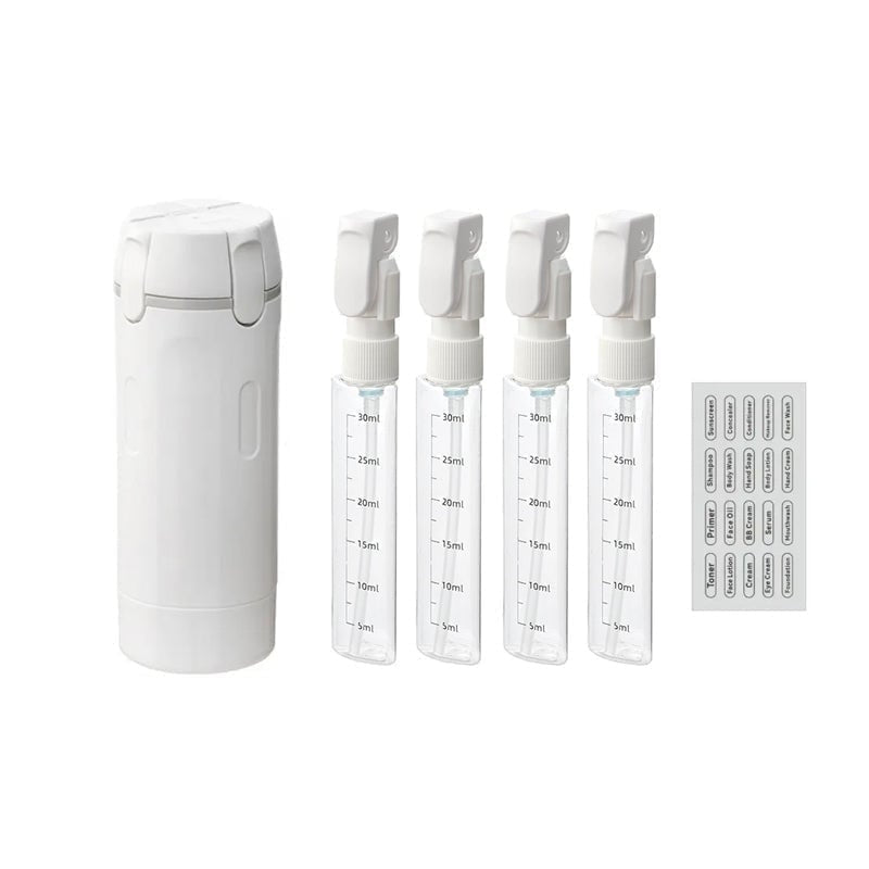 ✈️ Declutter Your Luggage | 4-in-1 Leakproof Travel Dispenser Bottle Set & 360° Rotary Toiletry Lotion Organizer 🧴