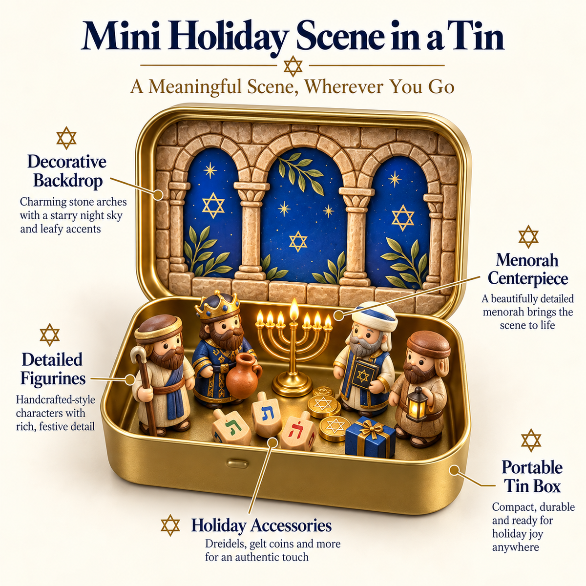 Mini Christmas Nativity Scene Set with Storage Box