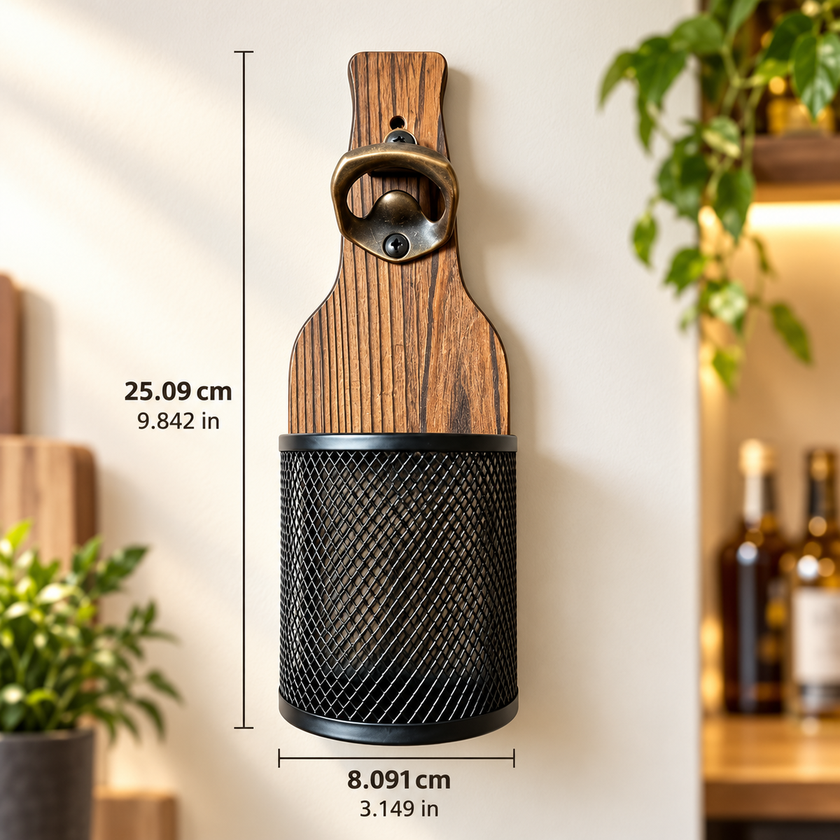 Wall-Mounted Bottle Opener with Cap Catcher