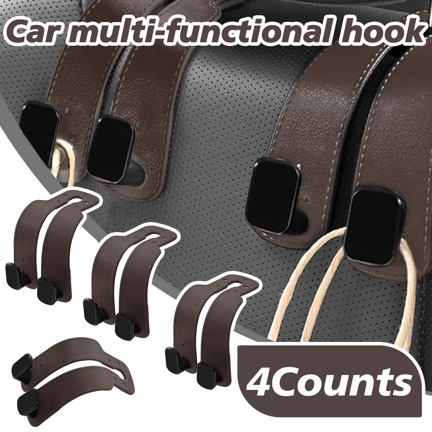 ποΈ No More Spills! Upgrade Your Car with the Softest, Luxury Double-Hooks (4-Piece Set)! πβ¨