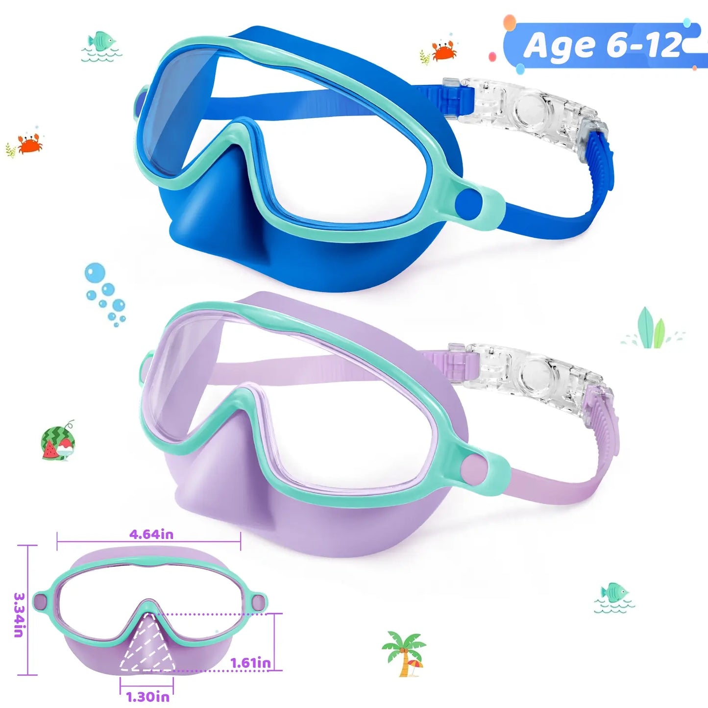 (1-Pack)🔥 Adios, Water-in-Nose Panic! The Ultimate 2-in-1 Kids Swim Goggles with Integrated Nose Cover That Protects Their Summer Joy! 🌊🥈
