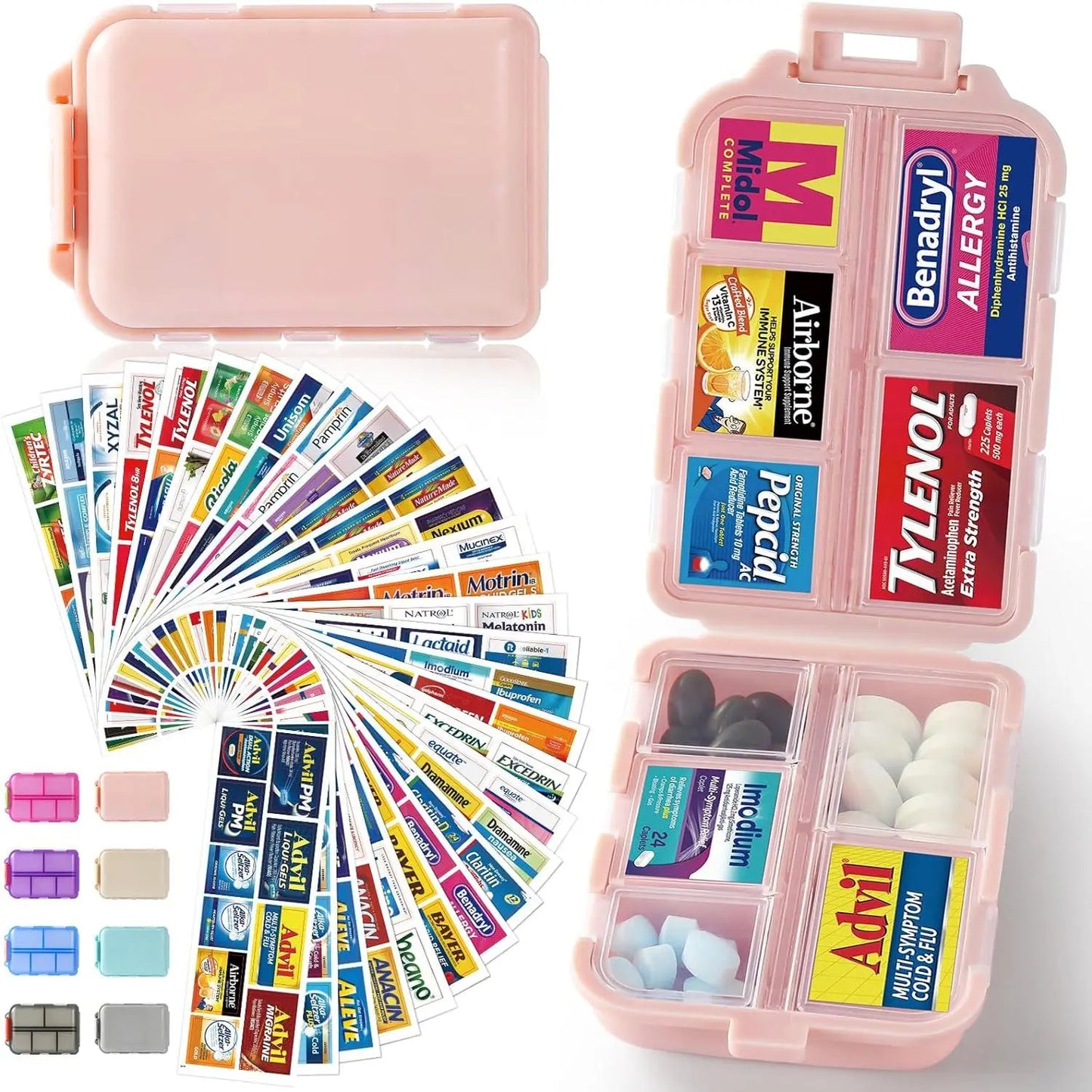 💊 Travel Pill Organizer with 200 Labels | 10 Compartments ✈️