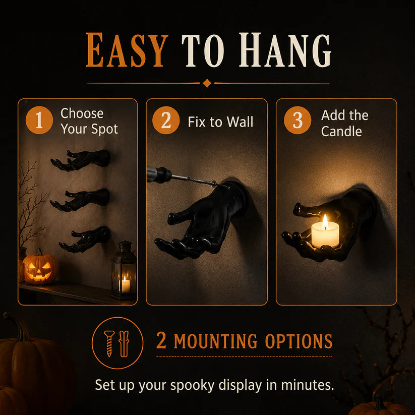 🎃 Scream-Worthy Halloween | 3-pack 3D Creepy Monster Hands Wall Decor Sculptures 👻