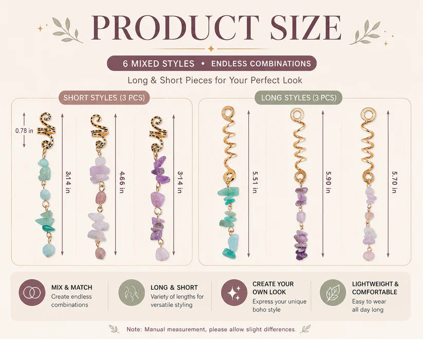 🔥 Hot Sale | Colored Natural Stone Pendant Hair Jewelry for Braids