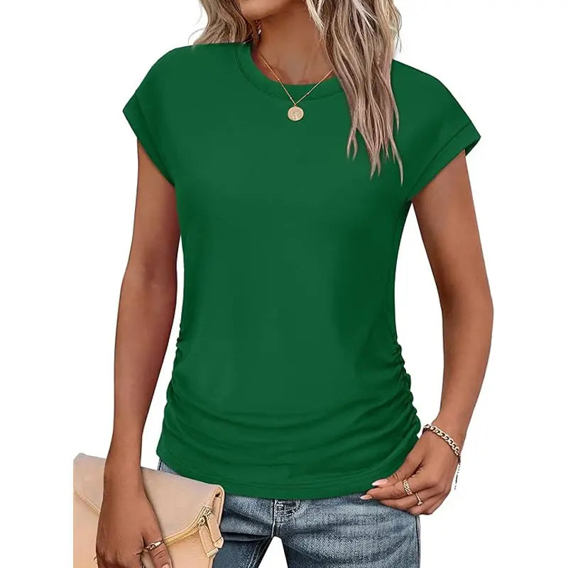 β¨ Effortless Elegance | Women's Summer Ruched Cap Short Sleeve T-Shirt π