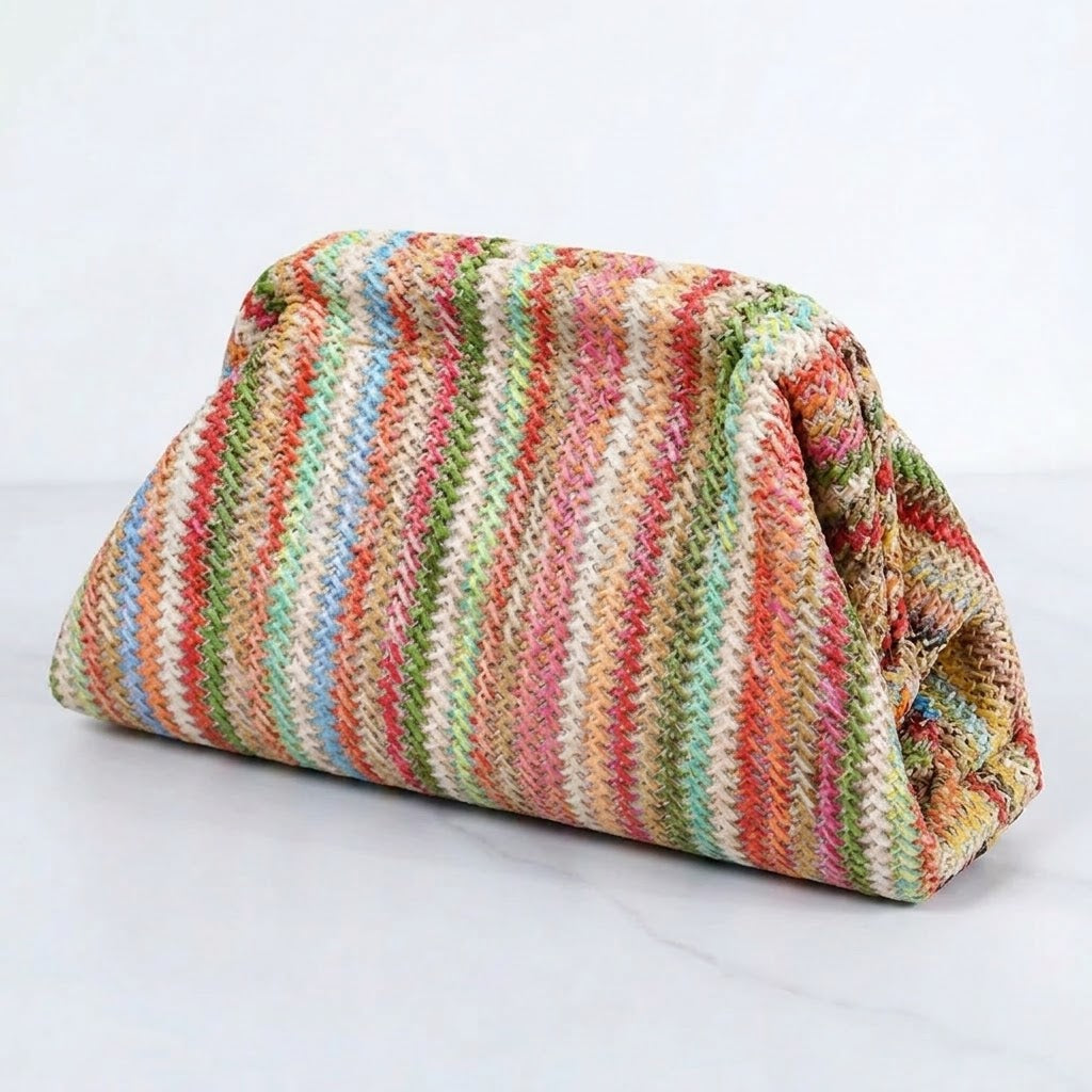 ๐ Your New Go-To | Women's Striped Cloud Handbag Pleated Lightweight Tote Bag โจ