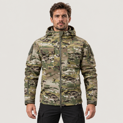 Men's Waterproof Fleece Hooded Jacket – 9-Pocket Utility Design