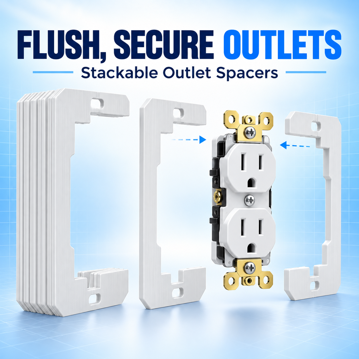 Metal Outlet Spacers – Flush Fit Wall Plate Leveling Plates