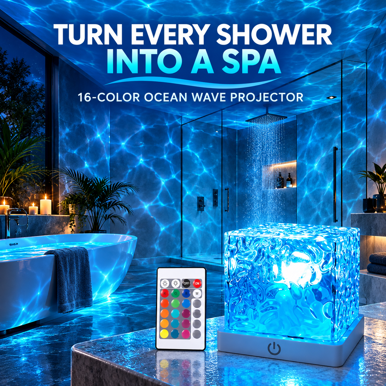Waterproof shower atmosphere projector lamp