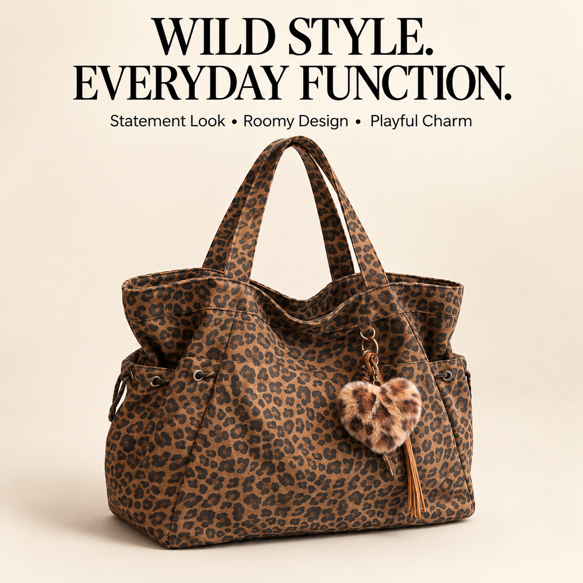 Leopard Print Shoulder Bag – Spacious Everyday Crossbody Tote