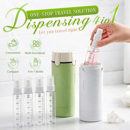 ✈️ Declutter Your Luggage | 4-in-1 Leakproof Travel Dispenser Bottle Set & 360° Rotary Toiletry Lotion Organizer 🧴
