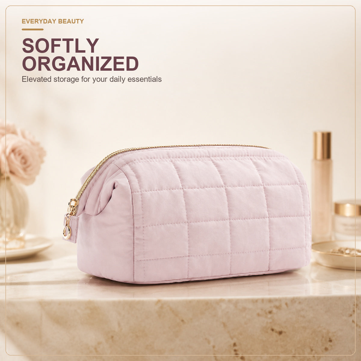 Quilted Travel Makeup Bag