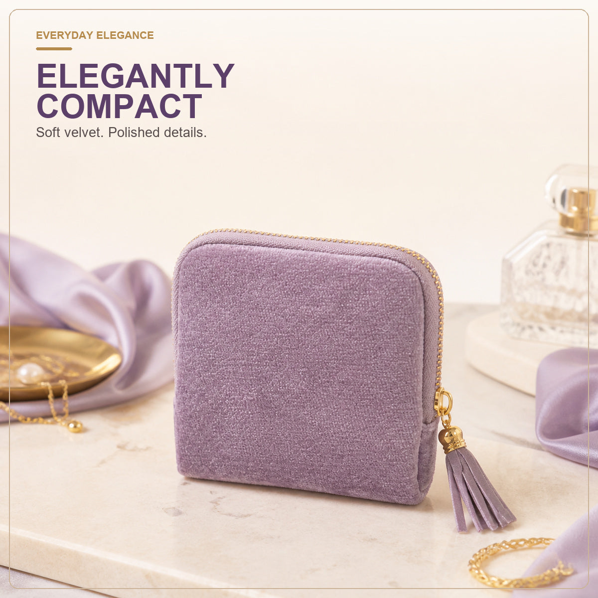 💎 Tangled Chains No More | Portable Travel Jewelry Zippered Pocket Case, 5-Compartment Velvet Satin Lining Organizer with Tassel Zipper ✨