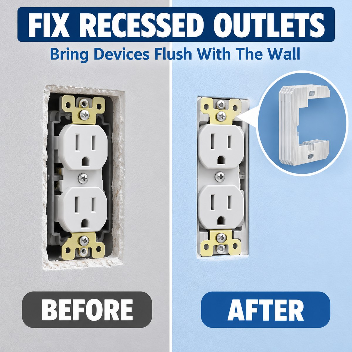 Metal Outlet Spacers – Flush Fit Wall Plate Leveling Plates