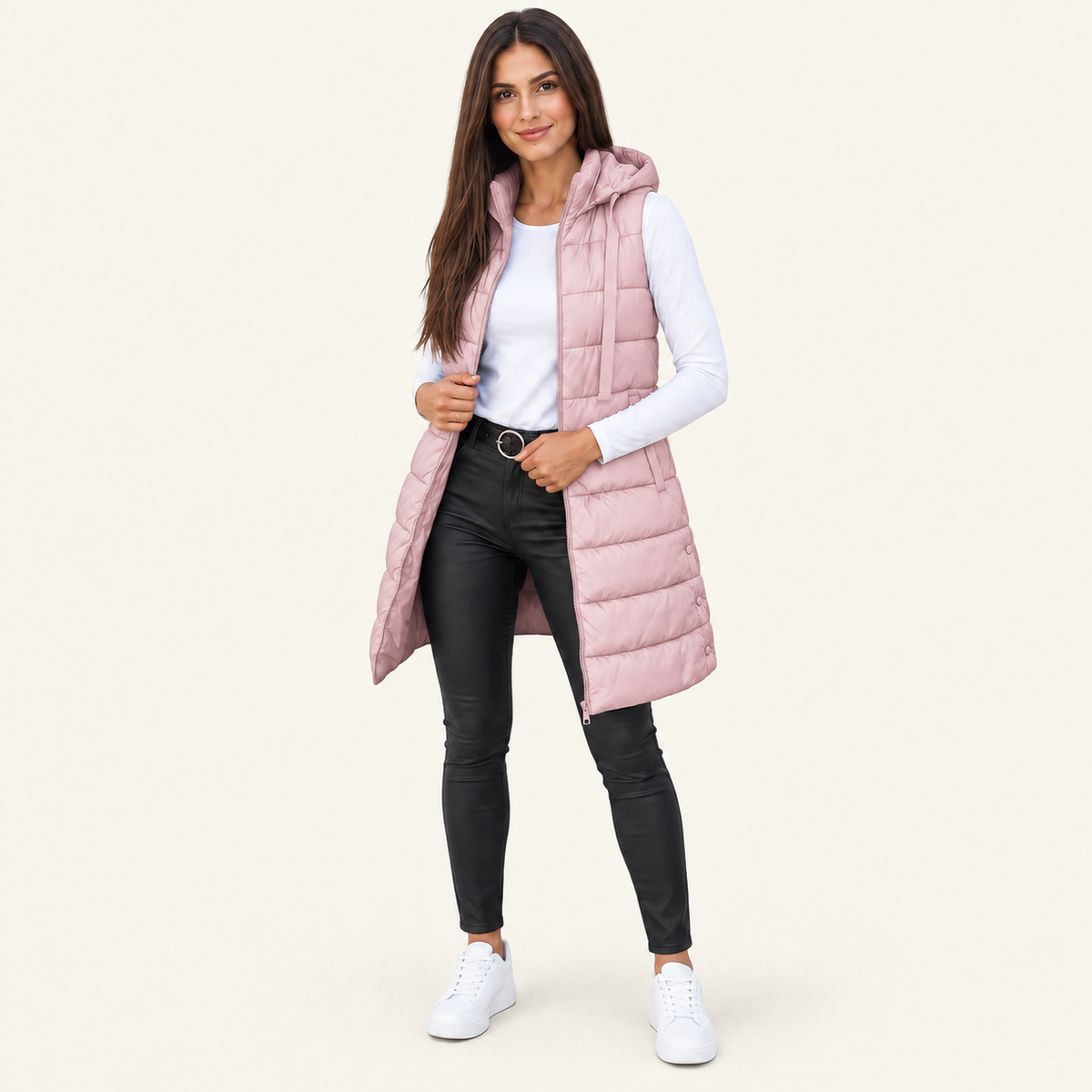 Women's Long Hooded Puffer Vest – Cozy Sleeveless Winter Layer
