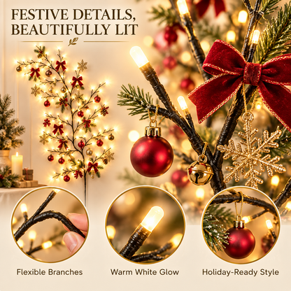 ✨ Flexible LED Branch Lights – Warm White Christmas Wall Decor