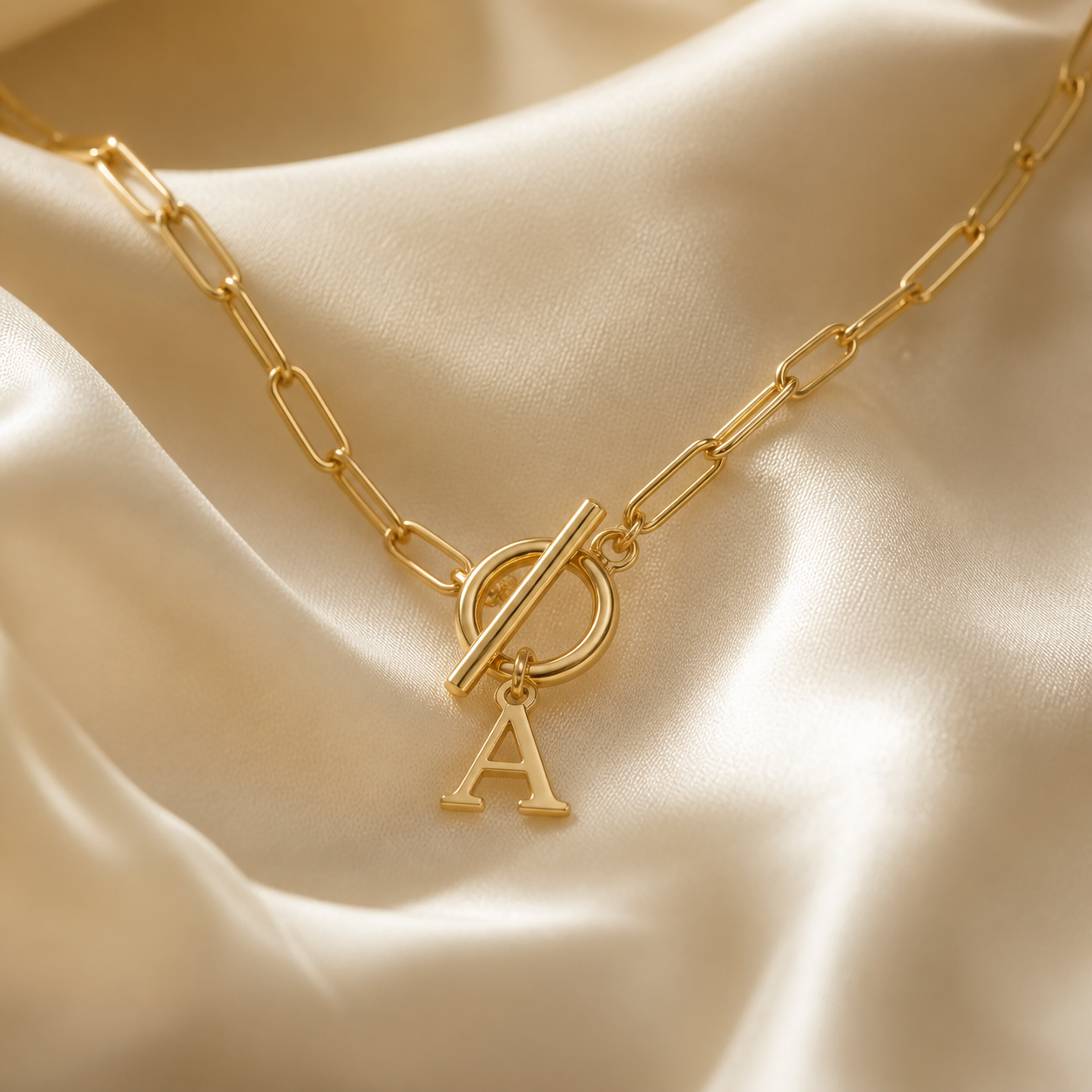 Initial Paperclip Toggle Necklace