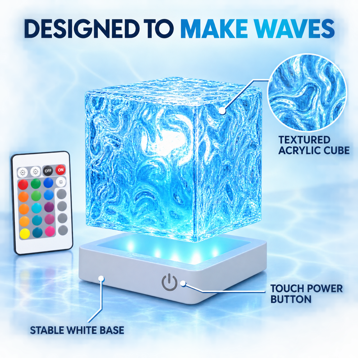 Textured acrylic ocean wave projector light