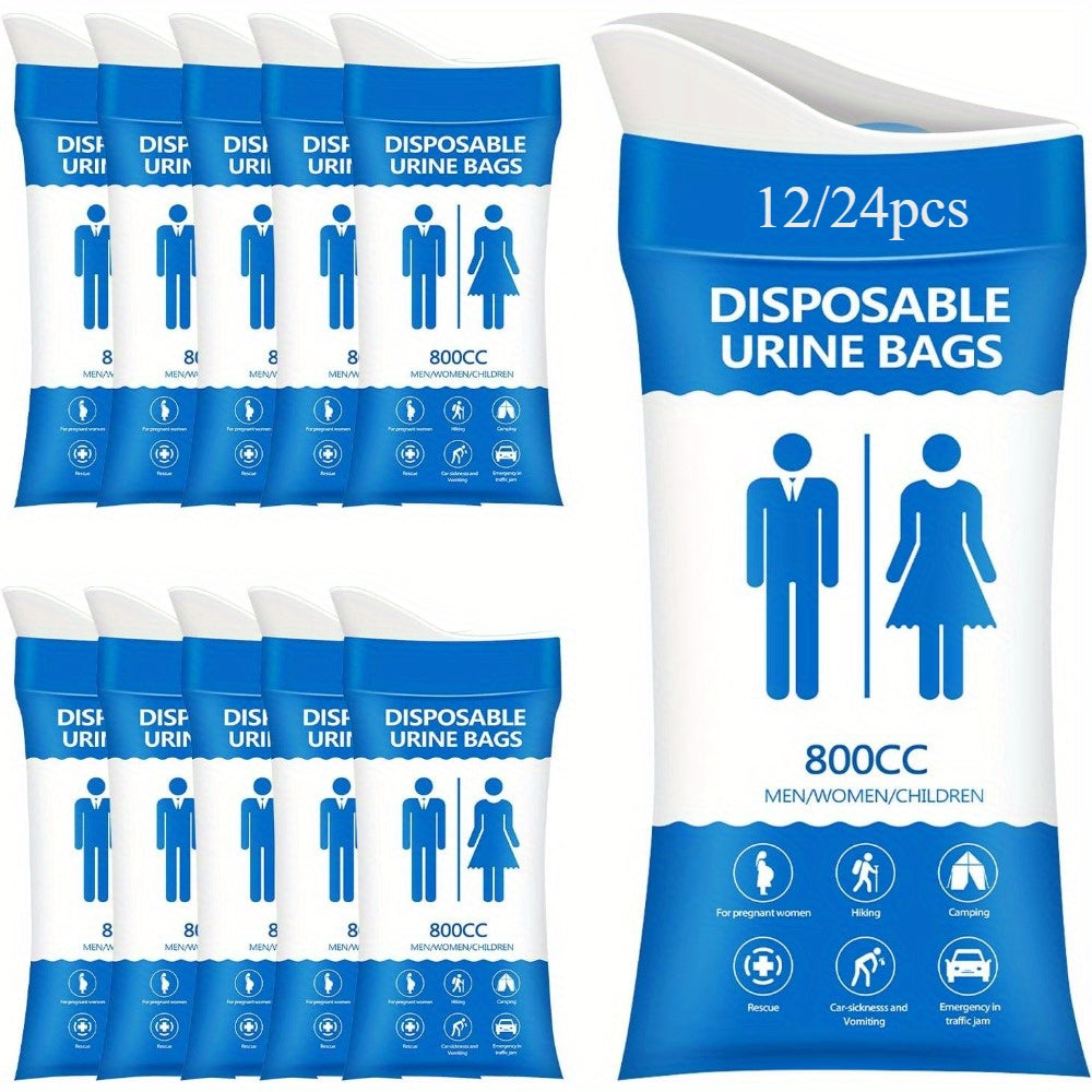 🚗 Traffic Jam Life-Saver | 12/24 Pcs Disposable Emergency Urine Bags (800ml), Portable Polymer Solidifying Vomit & Hygiene Bags for Camping & Travel ✨