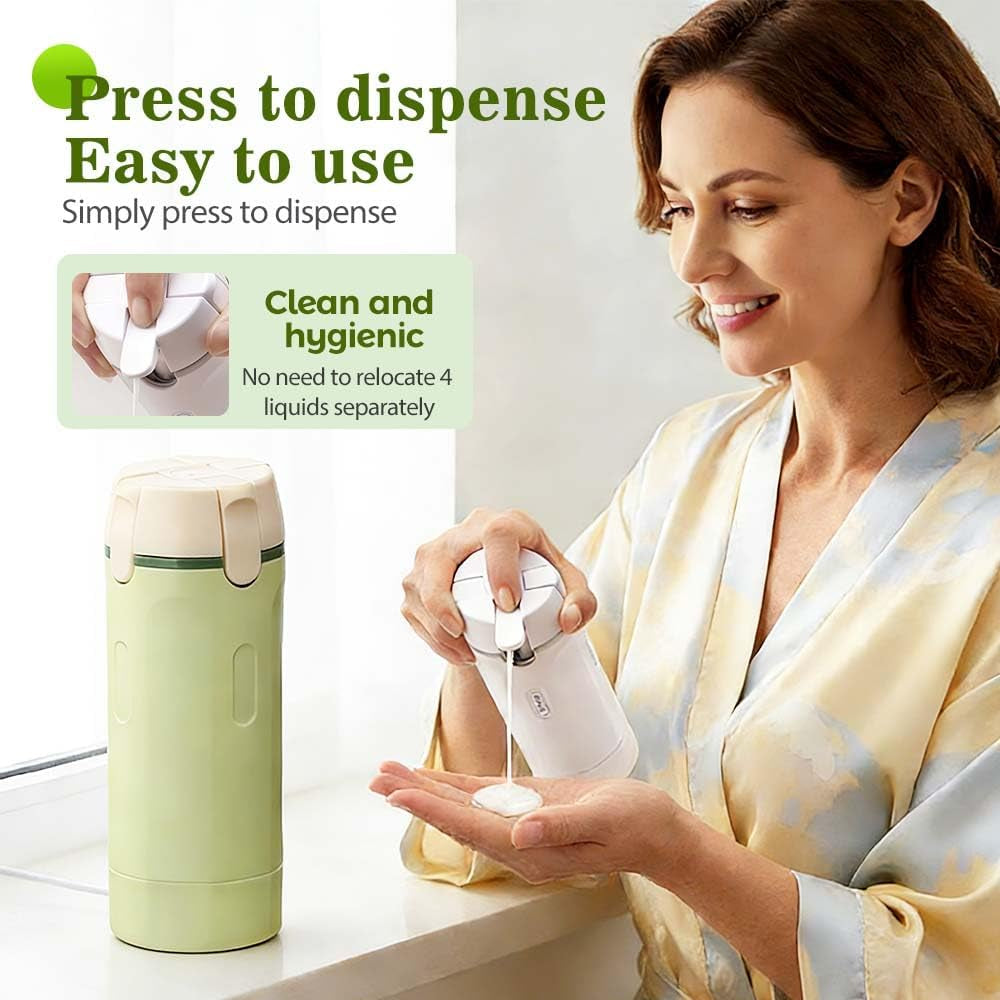 ✈️ Declutter Your Luggage | 4-in-1 Leakproof Travel Dispenser Bottle Set & 360° Rotary Toiletry Lotion Organizer 🧴