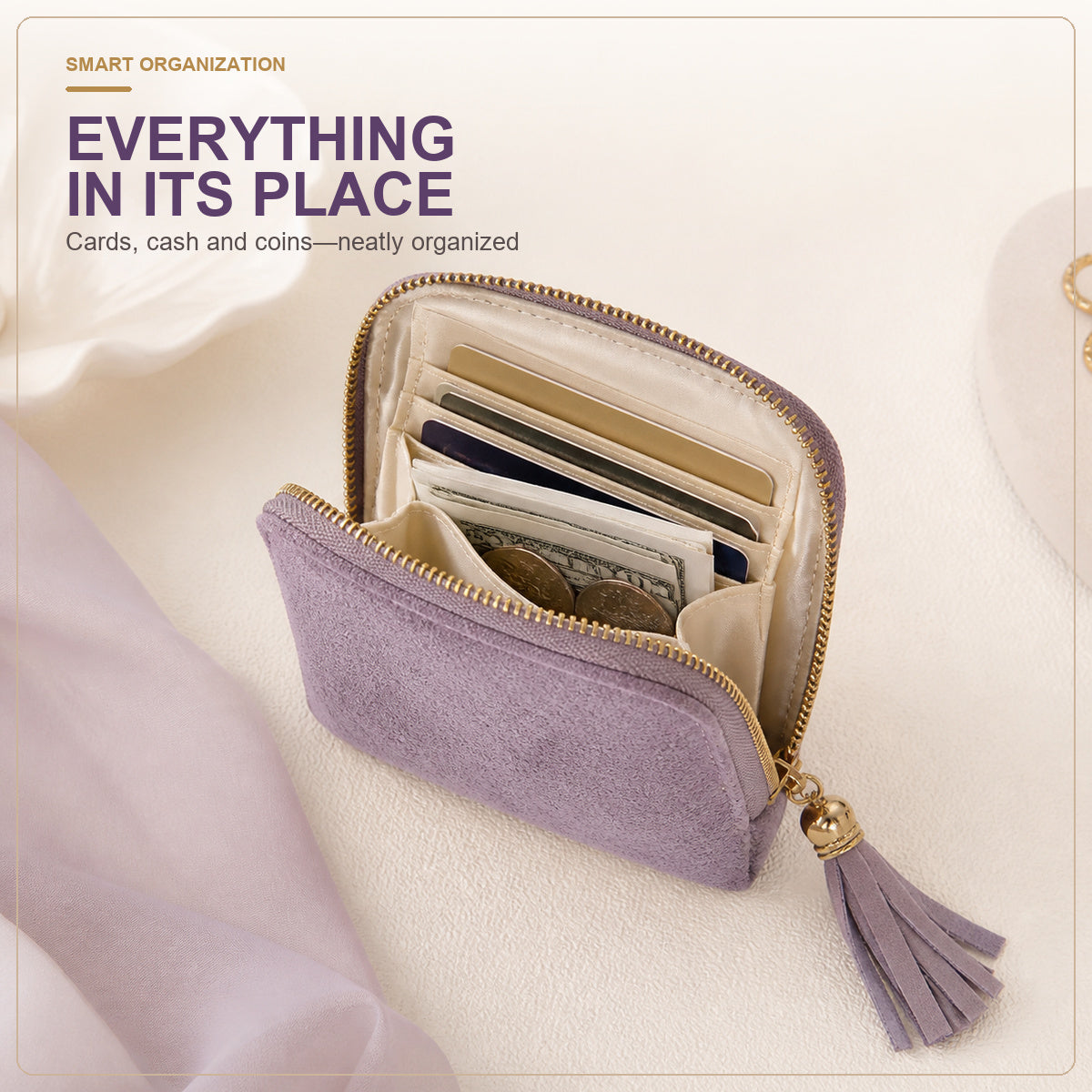 💎 Tangled Chains No More | Portable Travel Jewelry Zippered Pocket Case, 5-Compartment Velvet Satin Lining Organizer with Tassel Zipper ✨