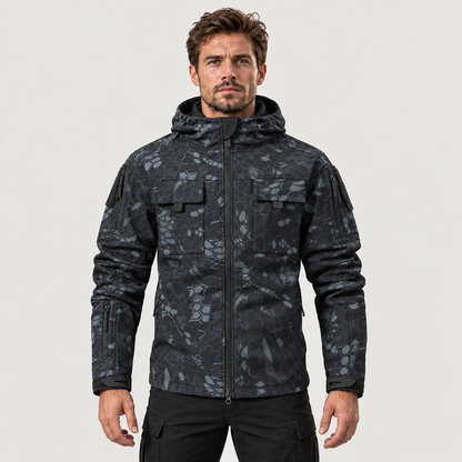 Men's Waterproof Fleece Hooded Jacket – 9-Pocket Utility Design