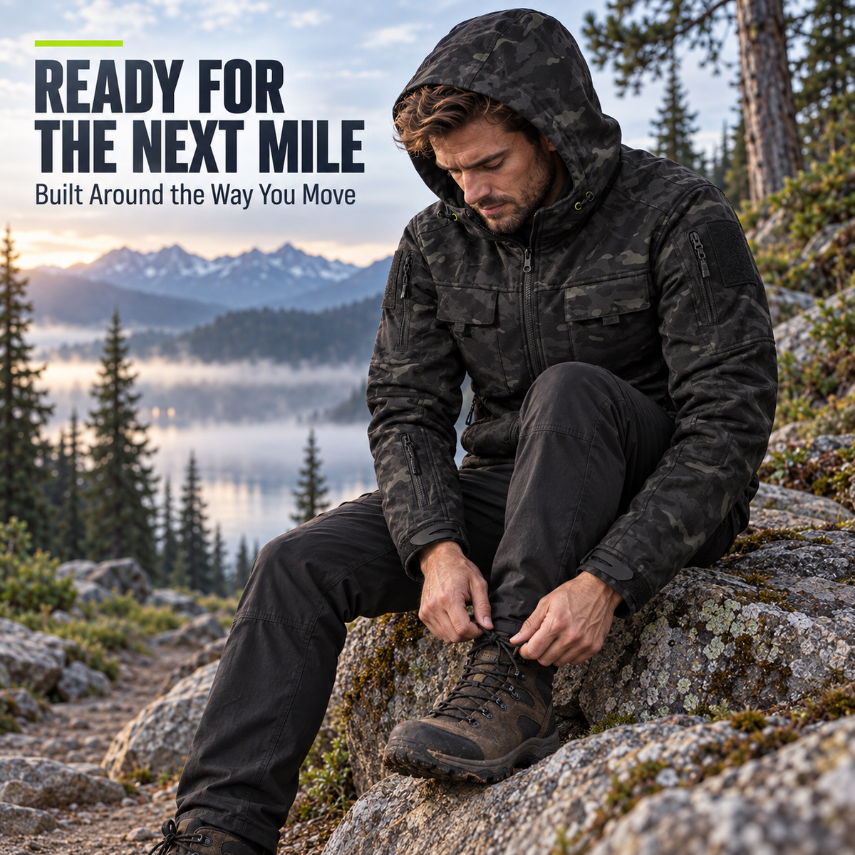 Men's Waterproof Fleece Hooded Jacket – 9-Pocket Utility Design
