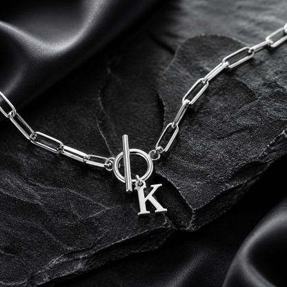 Initial Paperclip Toggle Necklace