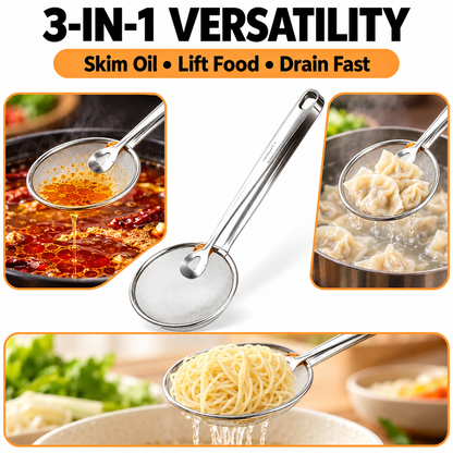 2-in-1 Stainless Steel Strainer Tongs