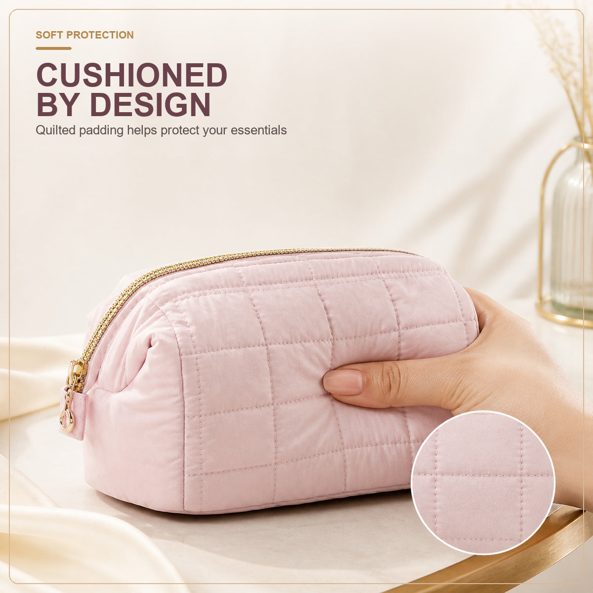 Quilted Travel Makeup Bag