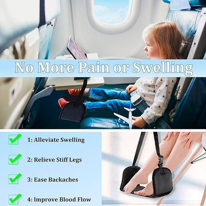 ✈️ Elevate Your Flight Comfort | Ergonomic Memory Foam Airplane Footrest, Portable Hanging Foot Hammock with Adjustable Strap for Flights & Office ✨