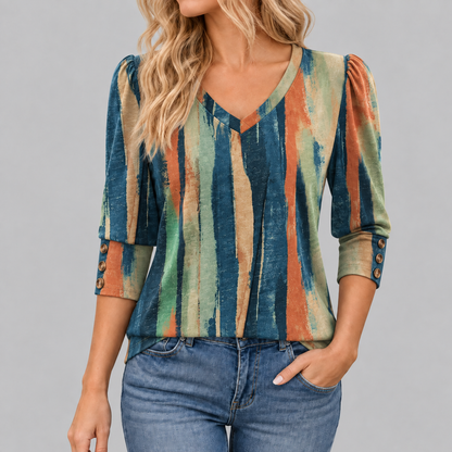 Women’s 3/4 Sleeve V-Neck Dressy Casual Top