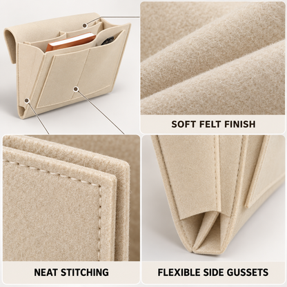 5-Pocket Felt Bedside Caddy – Hanging Bed Organizer