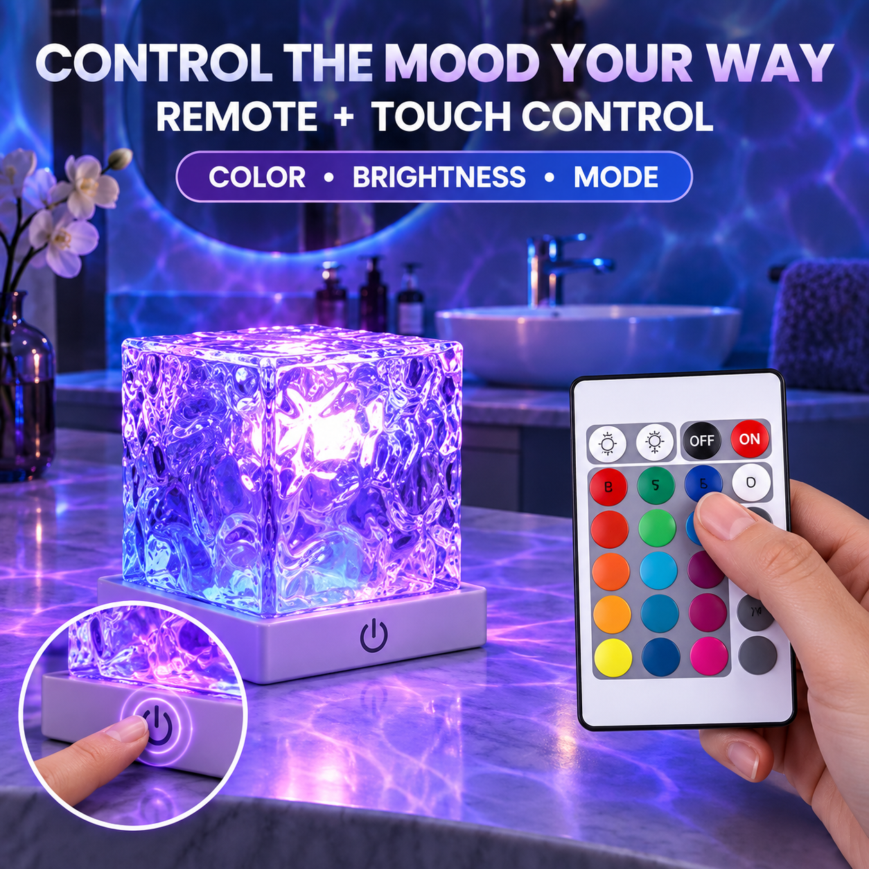 Remote and touch controlled shower projector light
