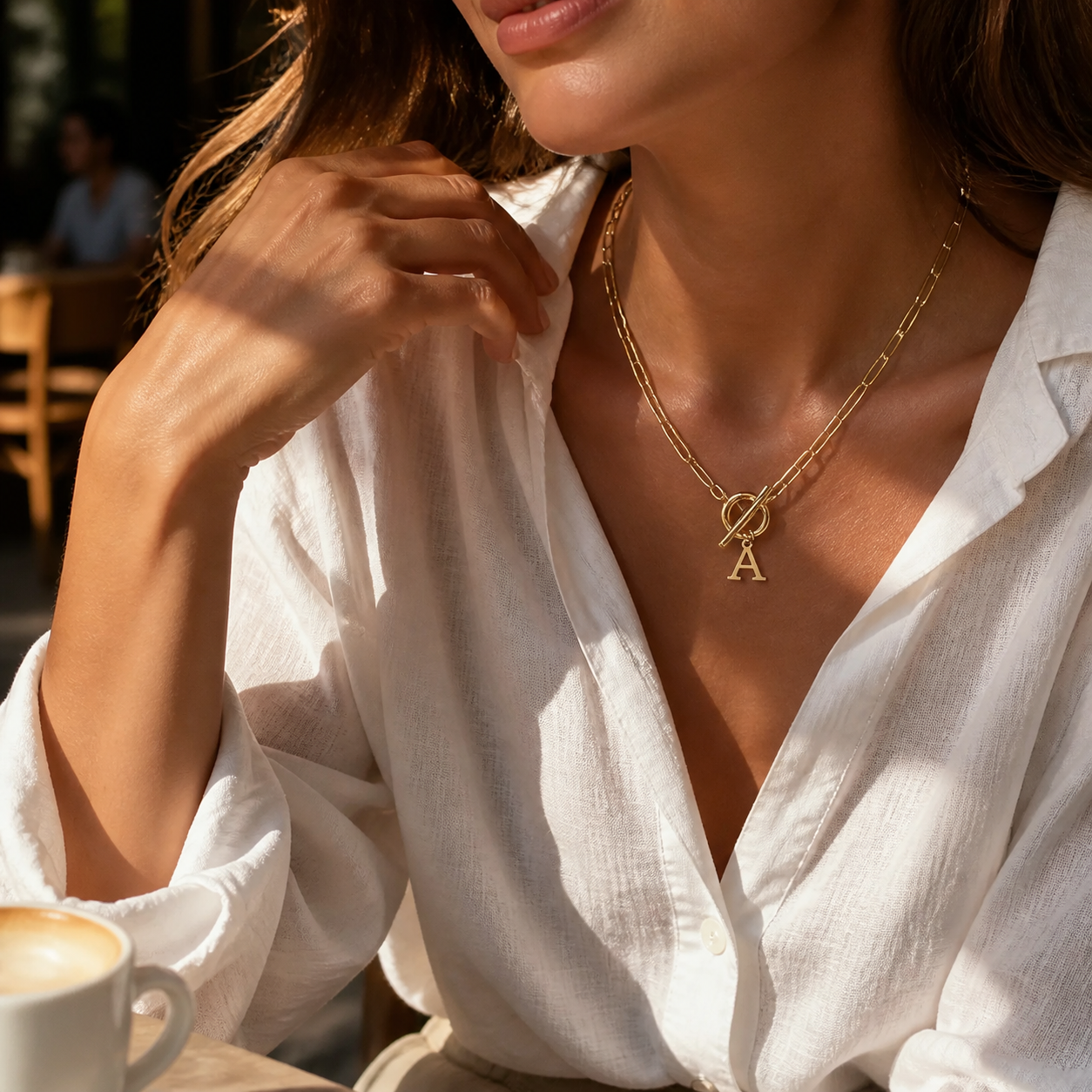 Initial Paperclip Toggle Necklace