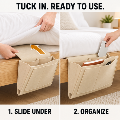 5-Pocket Felt Bedside Caddy – Hanging Bed Organizer