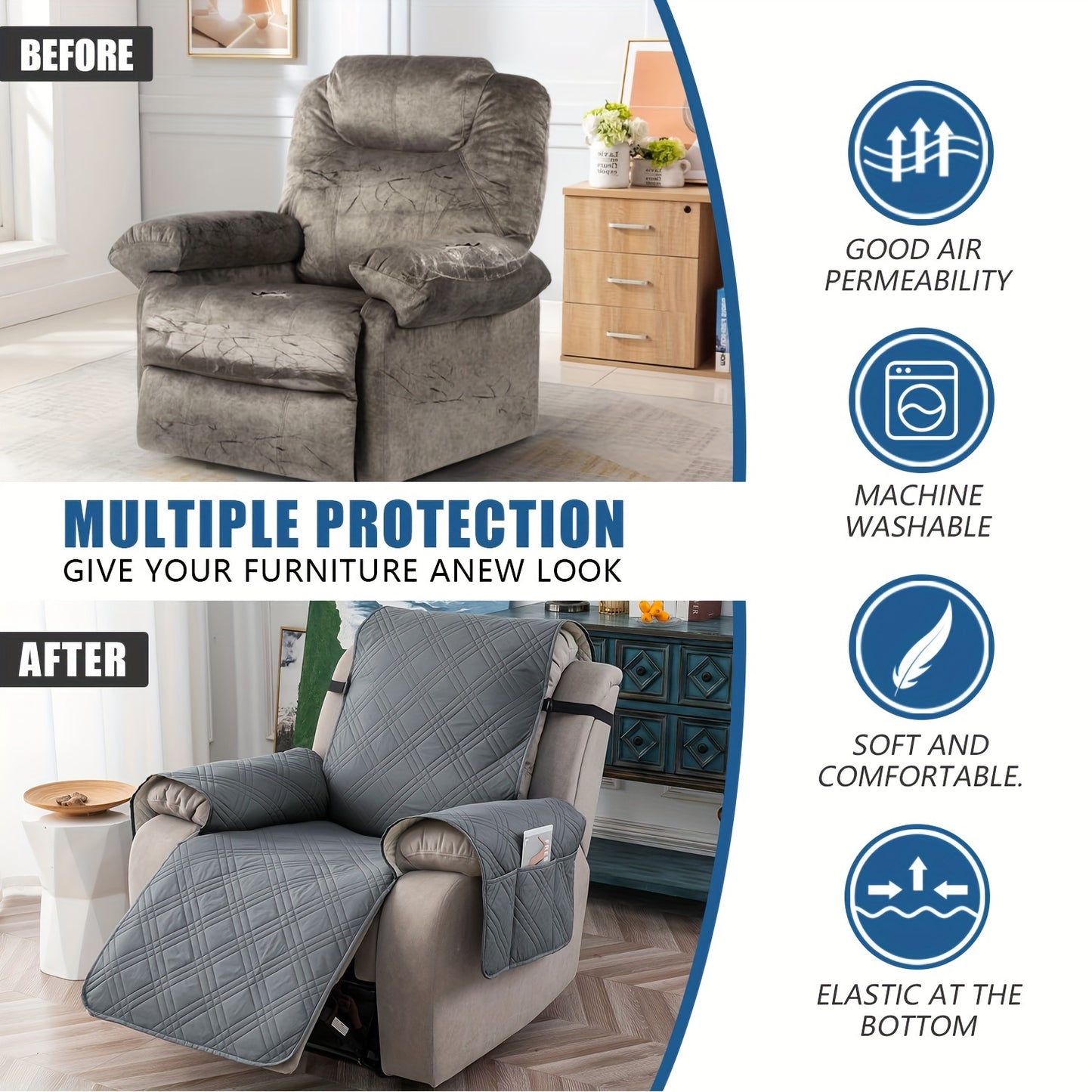 🛋️ Zero Spills, Zero Scratches: Protect Your Expensive Recliner with the 100% Waterproof, Non-Slip Shield! 🐾🍷