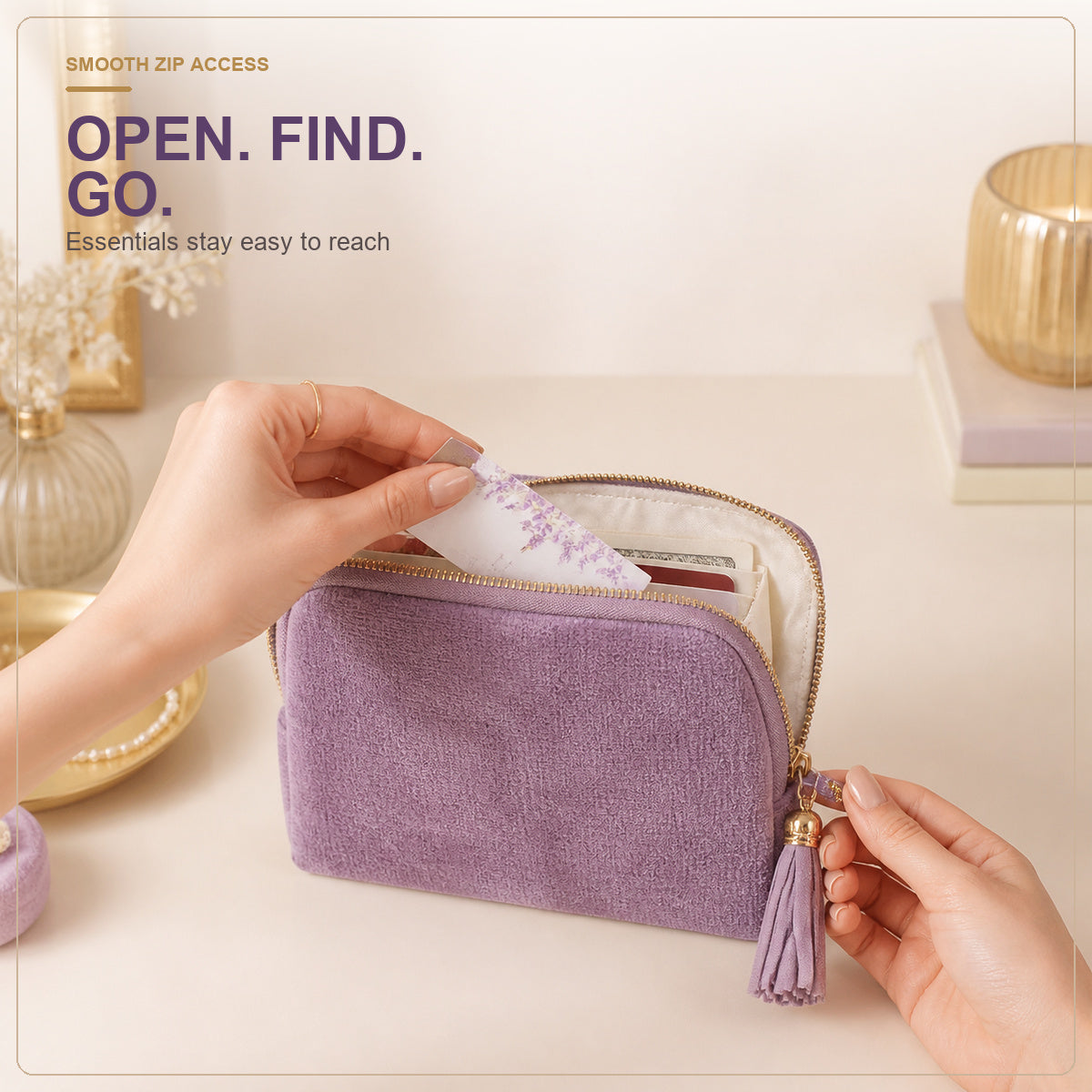 💎 Tangled Chains No More | Portable Travel Jewelry Zippered Pocket Case, 5-Compartment Velvet Satin Lining Organizer with Tassel Zipper ✨