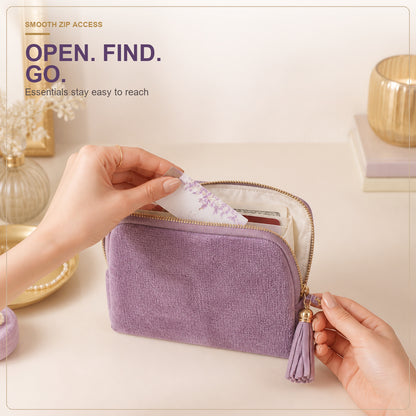 💎 Tangled Chains No More | Portable Travel Jewelry Zippered Pocket Case, 5-Compartment Velvet Satin Lining Organizer with Tassel Zipper ✨