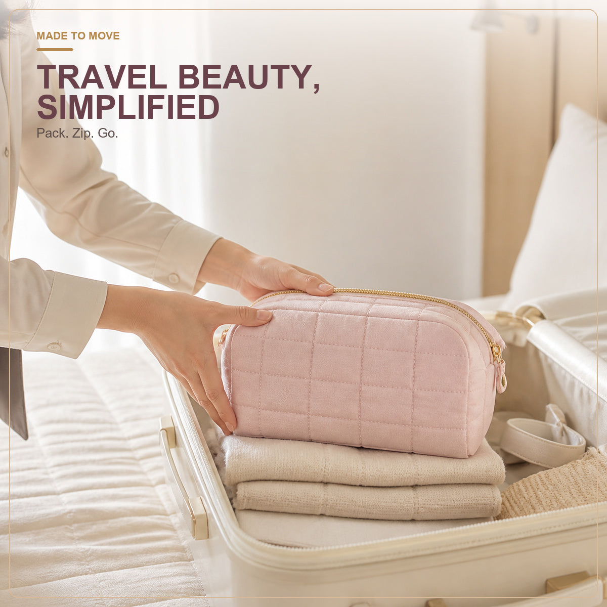 Quilted Travel Makeup Bag