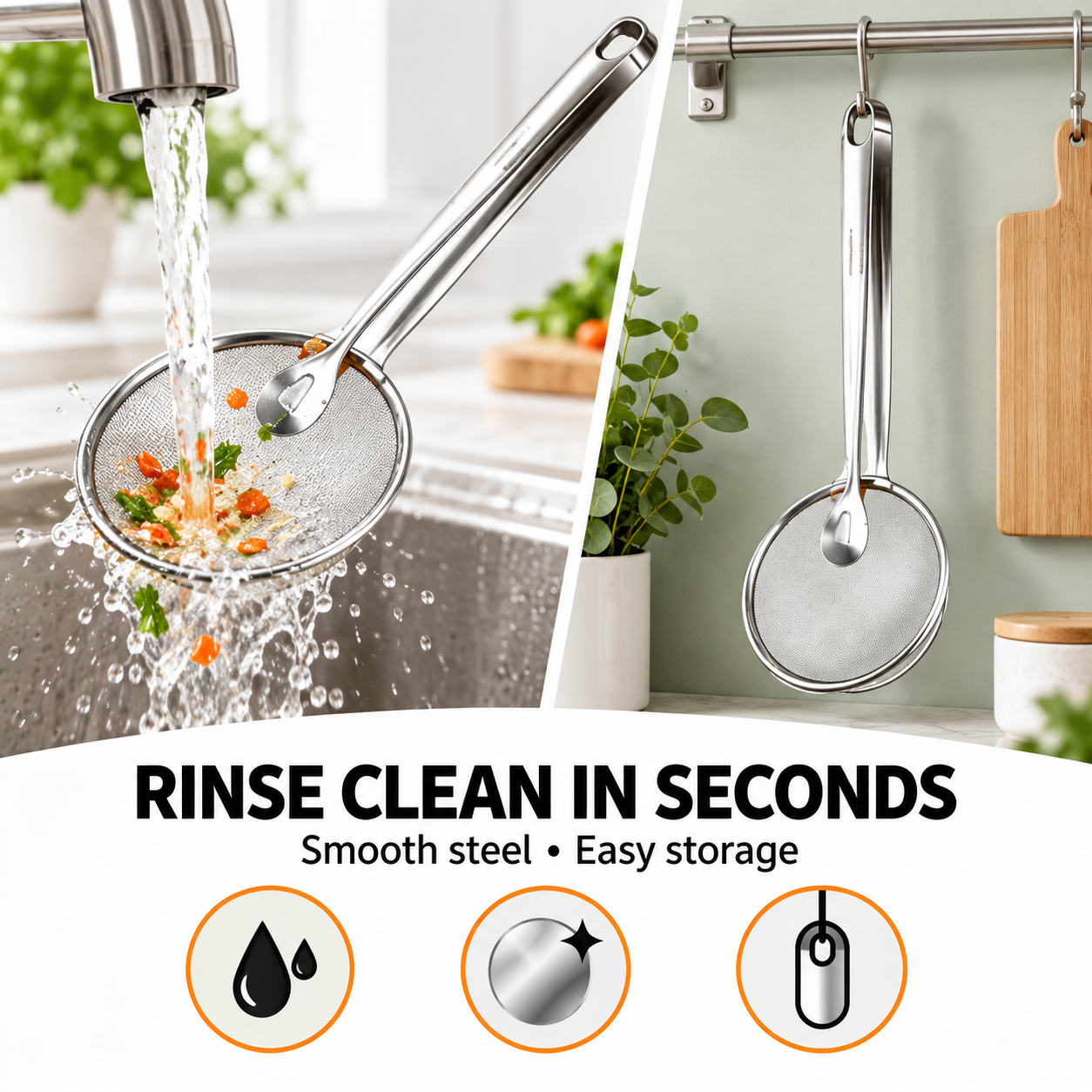 Easy rinse and hanging storage