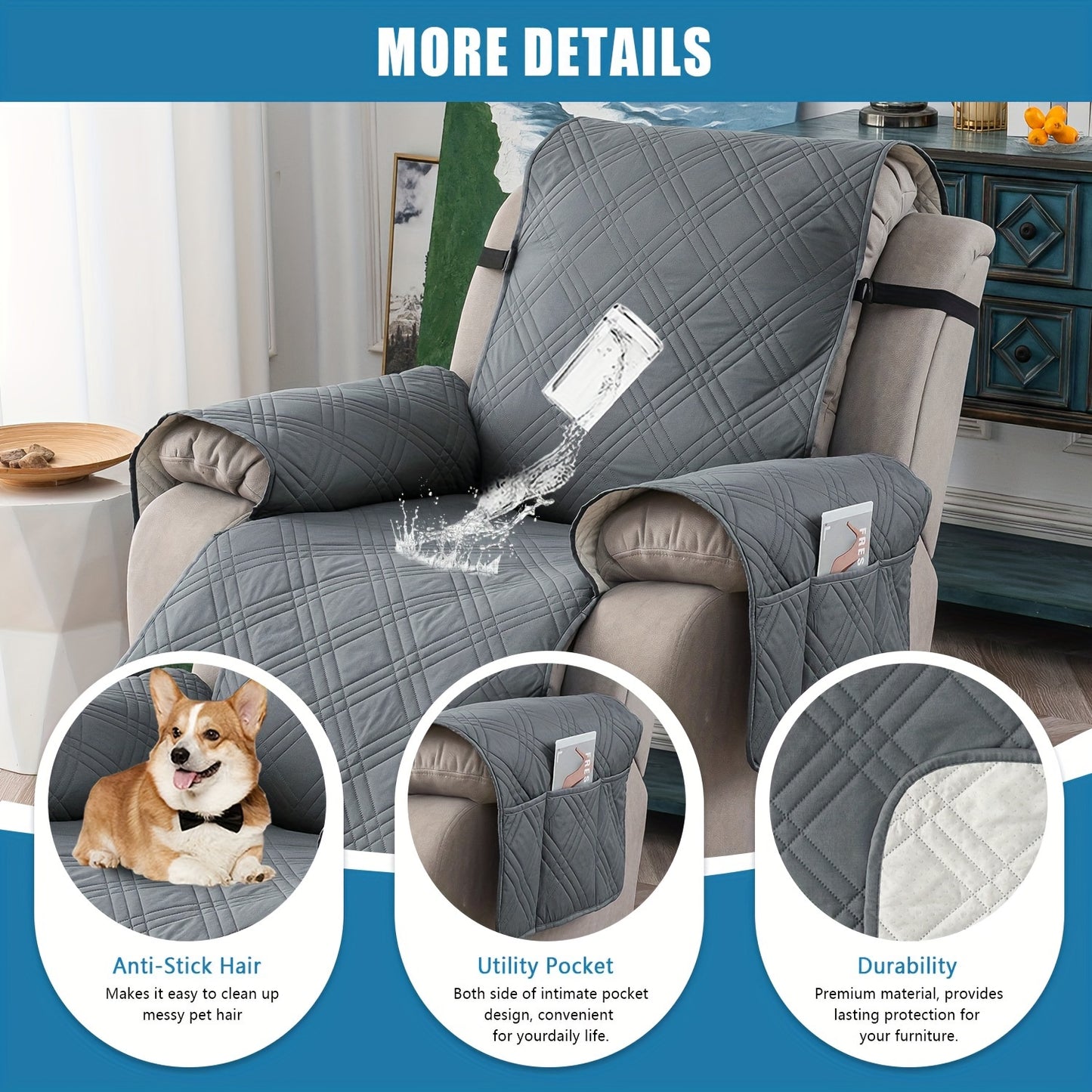 🛋️ Zero Spills, Zero Scratches: Protect Your Expensive Recliner with the 100% Waterproof, Non-Slip Shield! 🐾🍷