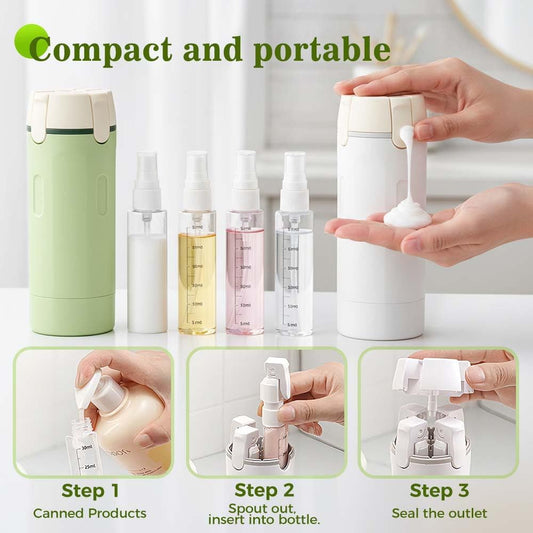 ✈️ Declutter Your Luggage | 4-in-1 Leakproof Travel Dispenser Bottle Set & 360° Rotary Toiletry Lotion Organizer 🧴