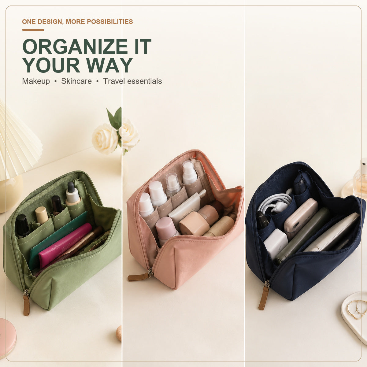 Wide-Open Travel Makeup Bag