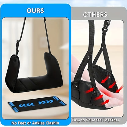 ✈️ Elevate Your Flight Comfort | Ergonomic Memory Foam Airplane Footrest, Portable Hanging Foot Hammock with Adjustable Strap for Flights & Office ✨