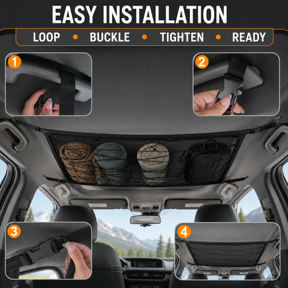 🚗 Car Ceiling Cargo Net | Hidden Roof Storage Organizer