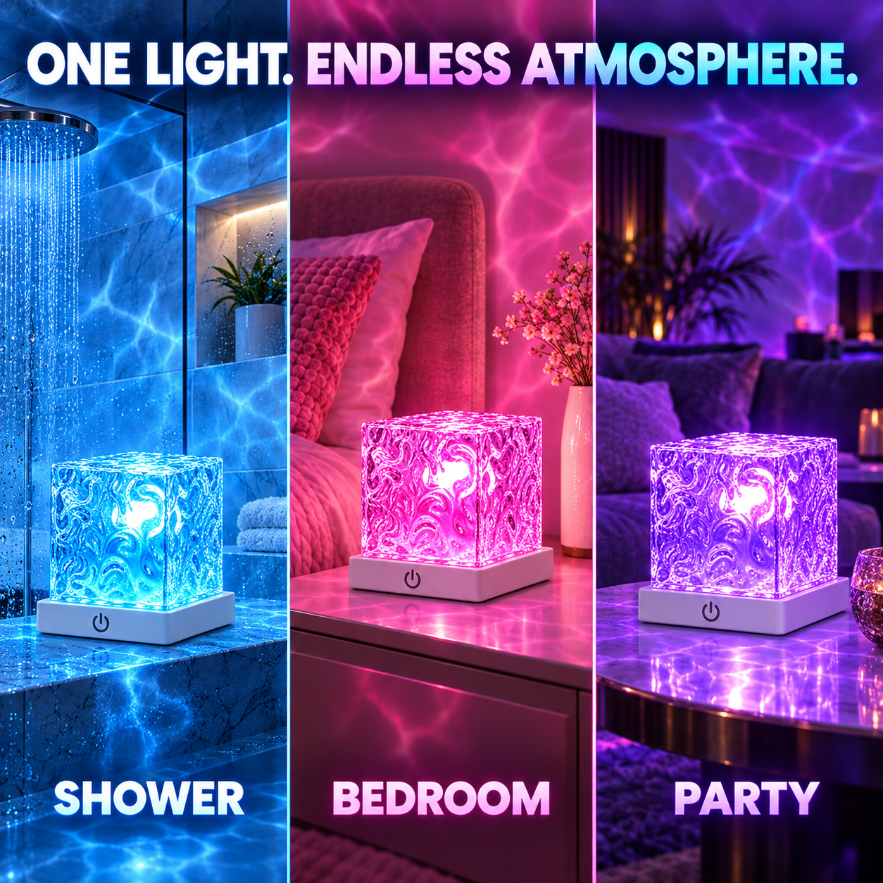 Ocean wave light in shower bedroom and party settings