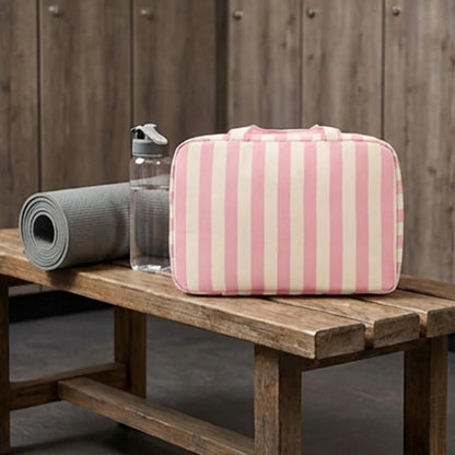 🧳 Pack Like a Pro | Classic Striped Hanging Travel Toiletry Bag & Waterproof Multi-Layer Cosmetic Organizer ✨