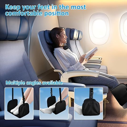 ✈️ Elevate Your Flight Comfort | Ergonomic Memory Foam Airplane Footrest, Portable Hanging Foot Hammock with Adjustable Strap for Flights & Office ✨