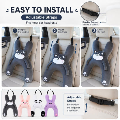 🐷 Cozy Car Neck Pillow for Kids 💖